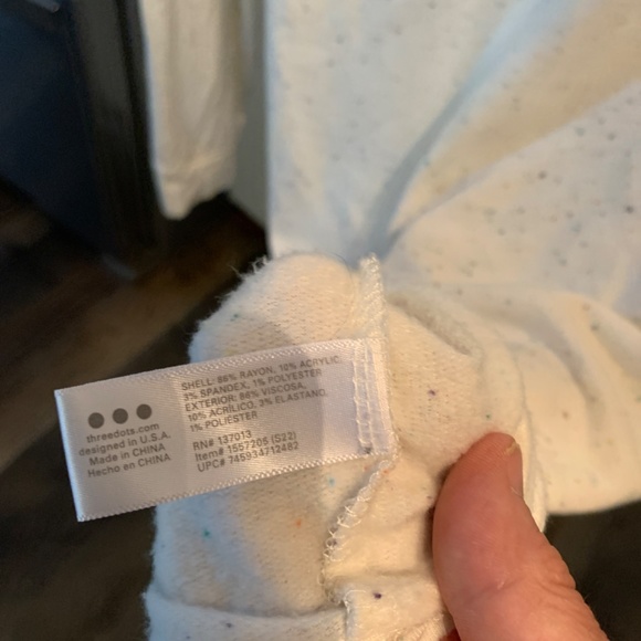 Three Dots‎ white confetti essentials light sweatshirt/thermal - Picture 5 of 5